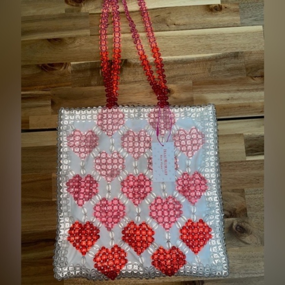 Large Beaded Heart Tote NWT